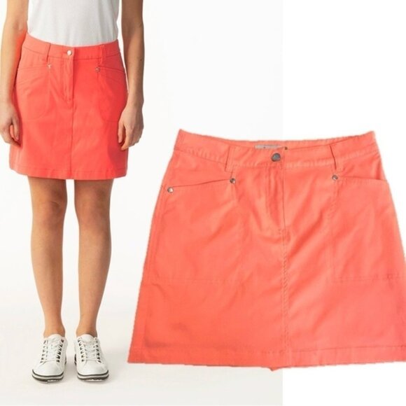 XDS by Daily Sports neon fluorescent orange golf tennis skort skirt Sz 4 NWOT - Picture 11 of 11